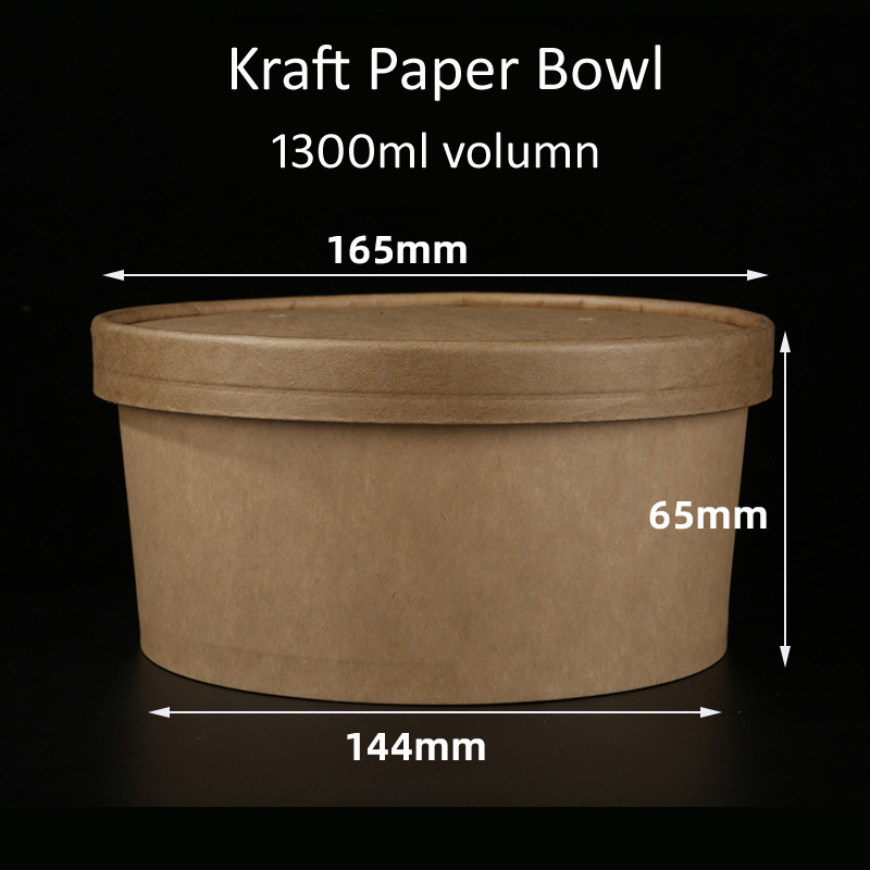 Kraft Paper Bowl 1300ml with Paper Cover